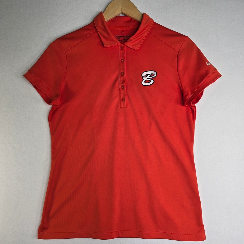 Nike Golf Womens Dri-FIT Polo Shirt Red Short Sleeve Embroidered Logo Size M